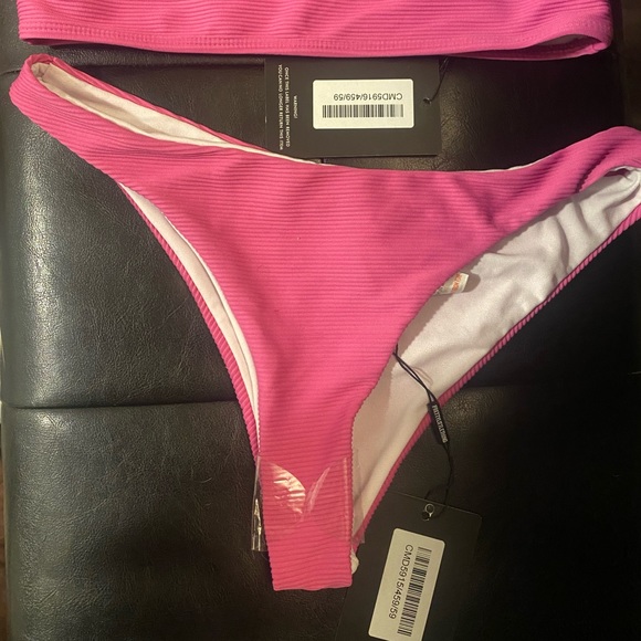 Pink Ribbed Bandeau Bikini 👙 ☀️ - Picture 3 of 3